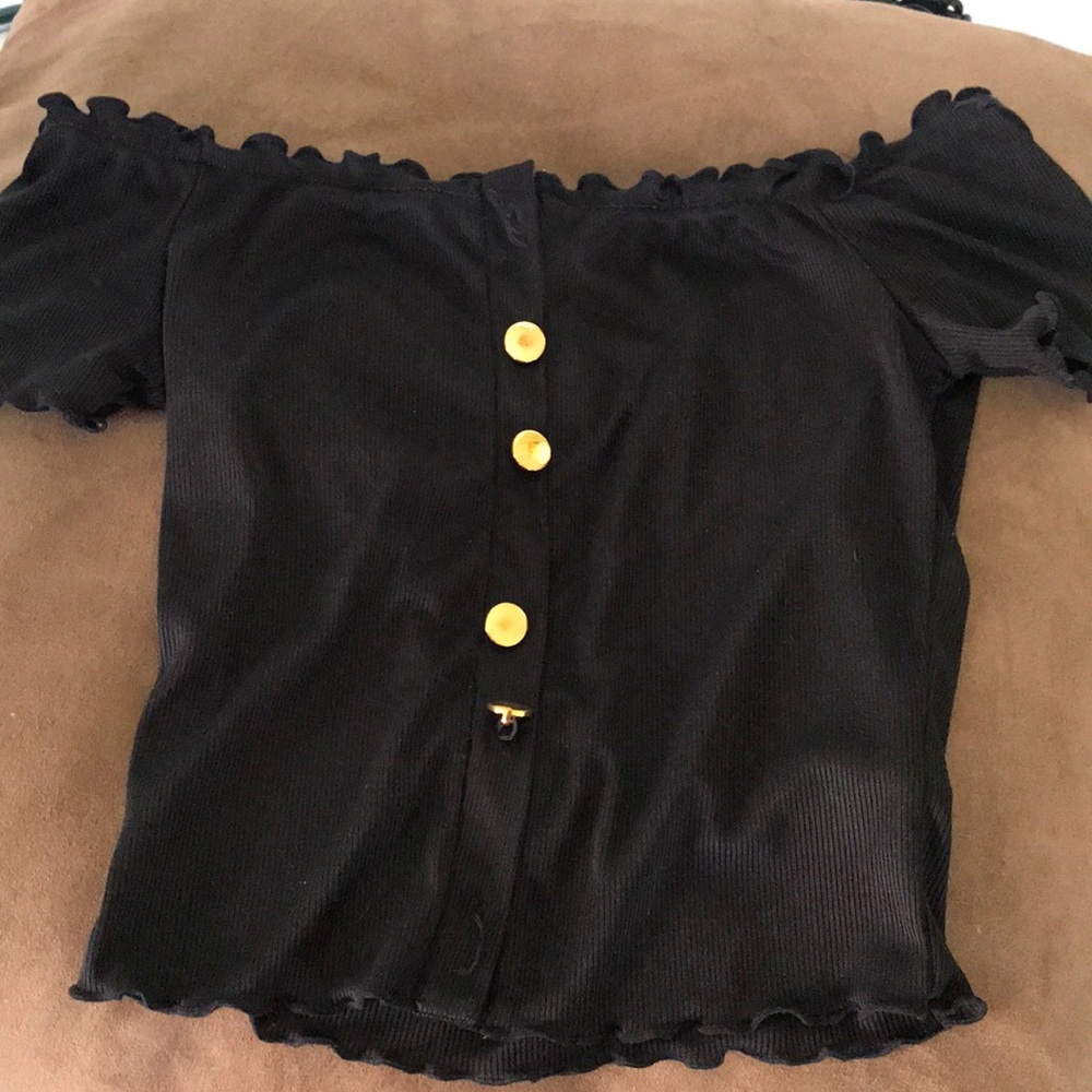 Off the shoulder black crop top